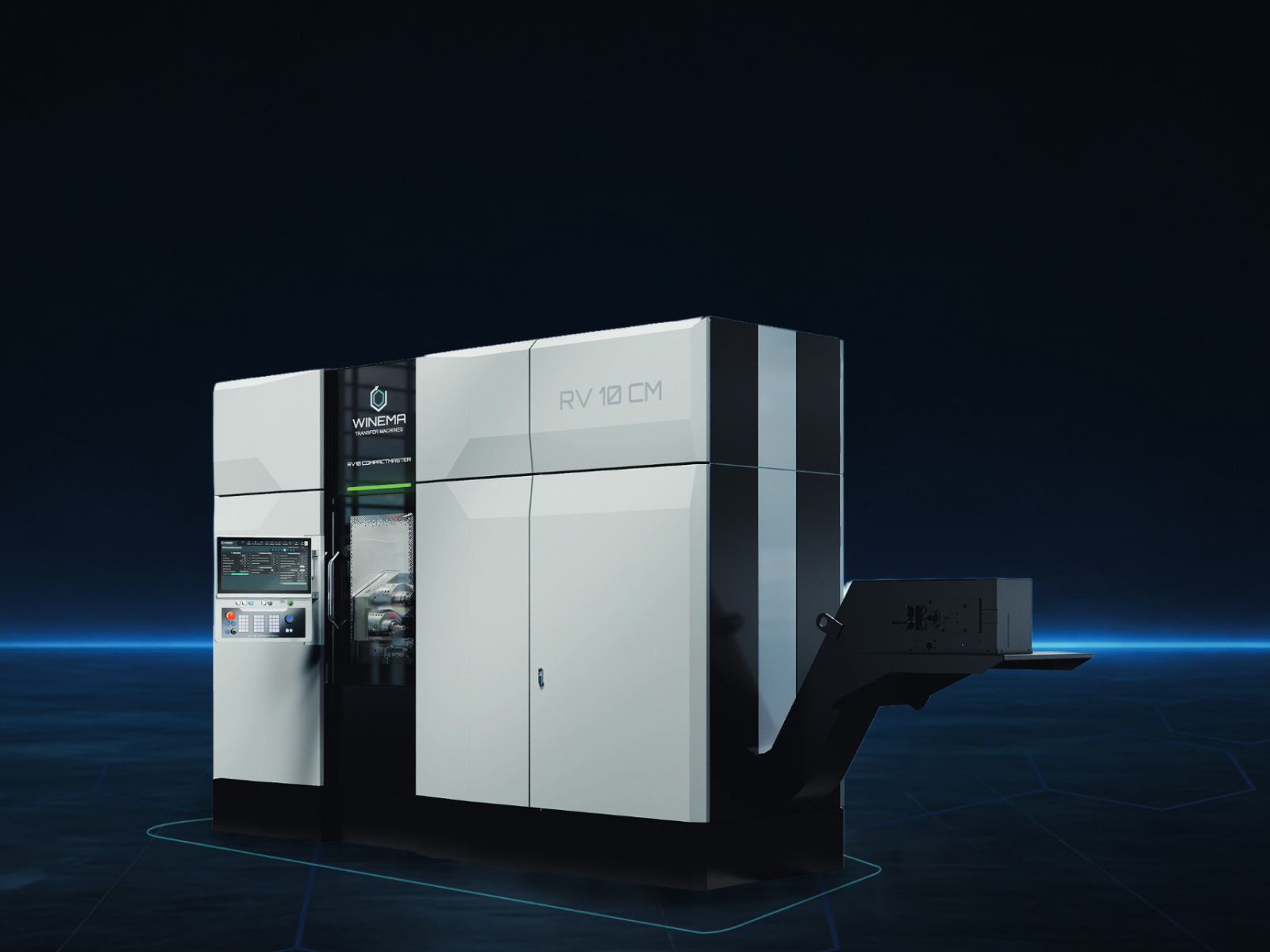 RV10 Compactmaster mit Bedienpanel, Sichtfenster und Späneförderer